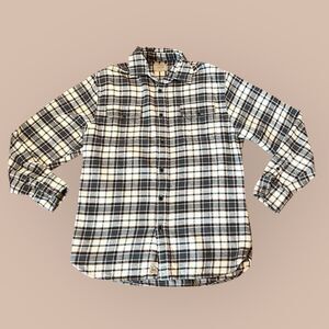 Jachs Men’s Medium Brown Tan Heritage Flannel Plaid Long Sleeve Cotton Shirt